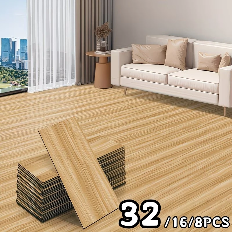 Peel and Stick Wood Flooring Planks-Self-Adhesive Wood Grain Floor Tiles with Thickened IXPE Material for DIY Bedroom Renovation